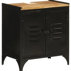 vidaXL Armario de lavabo de baño hierro y madera mango 55x35x60 cm Discount