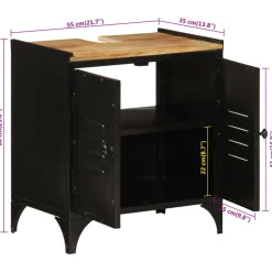 vidaXL Armario de lavabo de baño hierro y madera mango 55x35x60 cm Discount