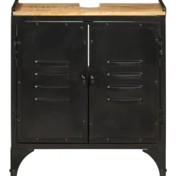 vidaXL Armario de lavabo de baño hierro y madera mango 55x35x60 cm Discount
