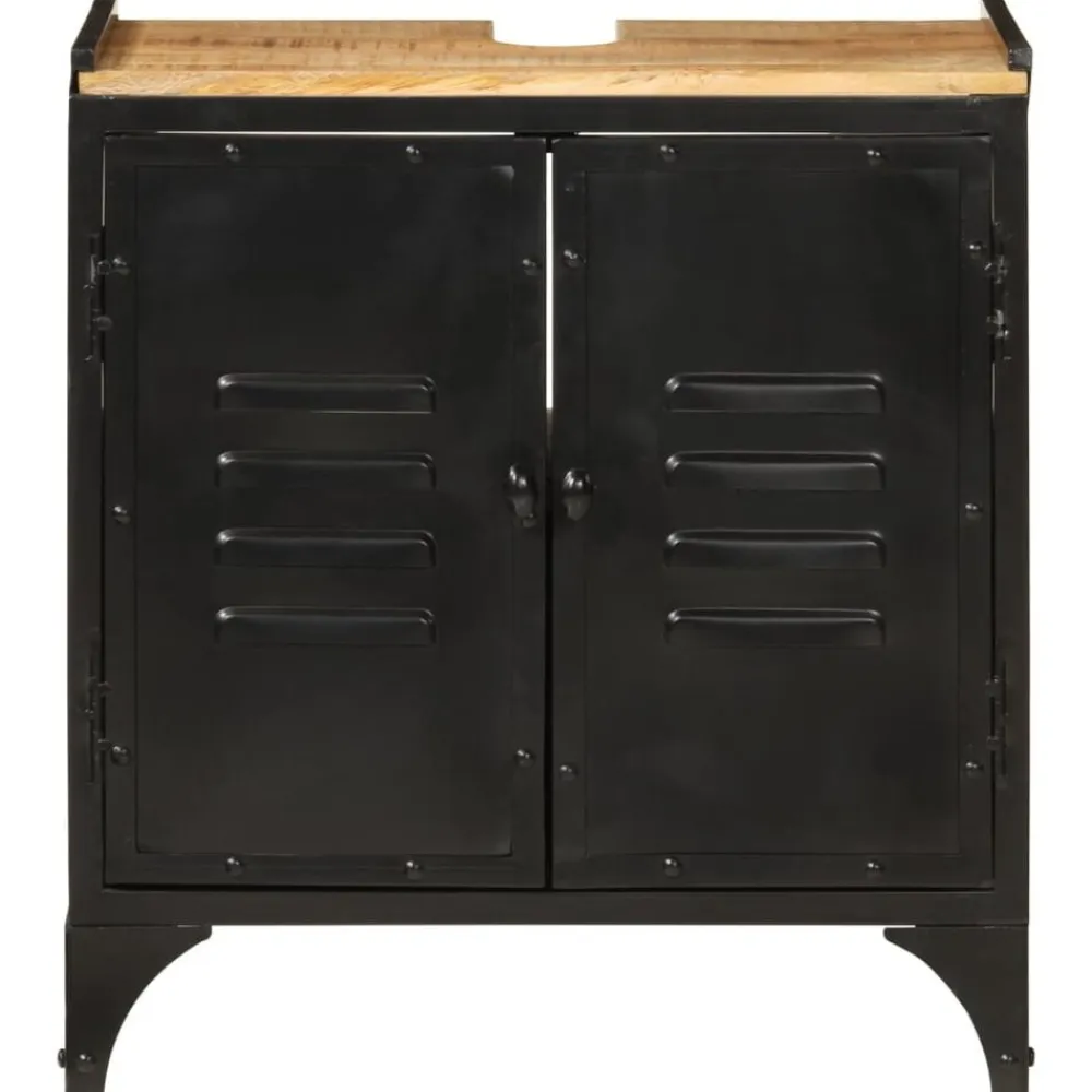 vidaXL Armario de lavabo de baño hierro y madera mango 55x35x60 cm Discount