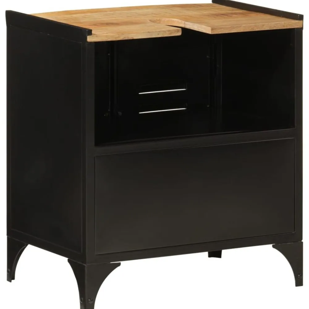 vidaXL Armario de lavabo de baño hierro y madera mango 55x35x60 cm Discount