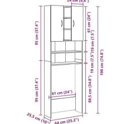 vidaXL Armario de lavadora 64x25,5x190 cm Blanco New