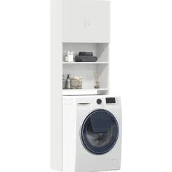vidaXL Armario de lavadora madera ingeniería 64x24x190 cm Blanco Hot