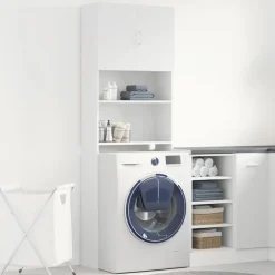 vidaXL Armario de lavadora madera ingeniería 64x24x190 cm Blanco Hot