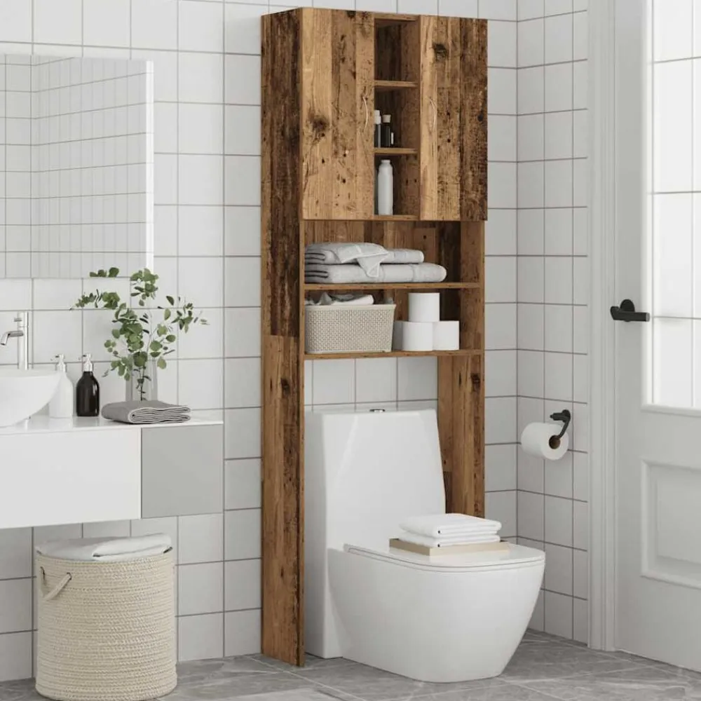 vidaXL Accesorios Para Electrodomésticos-Armario de lavadora madera envejecida 64x25,5x190 cm