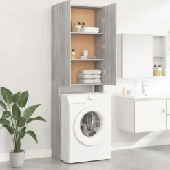 vidaXL Armario de lavadora 64x25,5x190 cm Gris sonoma Best