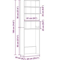 vidaXL Armario de lavadora 64x24x190 cm Negro Hot
