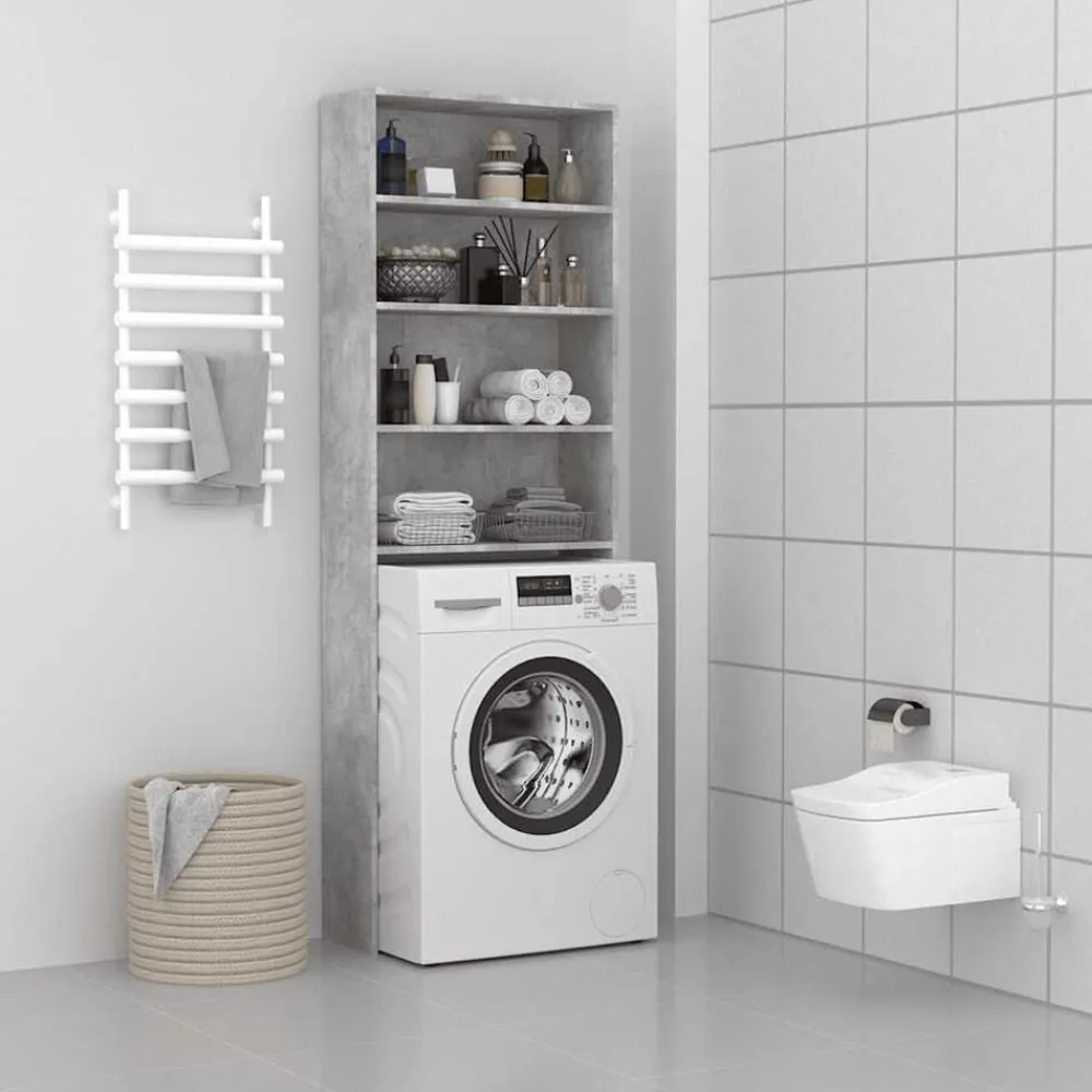 vidaXL Accesorios Para Electrodomésticos-Armario de lavadora gris hormigón 64x24x190 cm