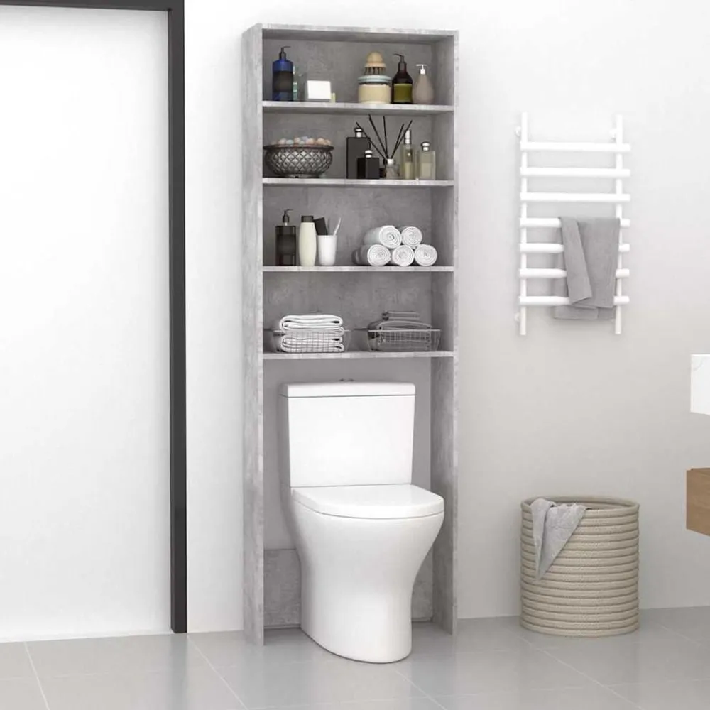 vidaXL Accesorios Para Electrodomésticos-Armario de lavadora gris hormigón 64x24x190 cm