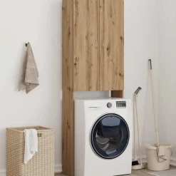 vidaXL Armario de lavadora 64x25,5x190 cm Roble artisan Clearance