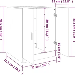 vidaXL Armario de lavadora madera contrachapada color Roble ahumado Online