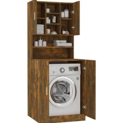 vidaXL Armario de lavadora madera contrachapada color Roble ahumado Online