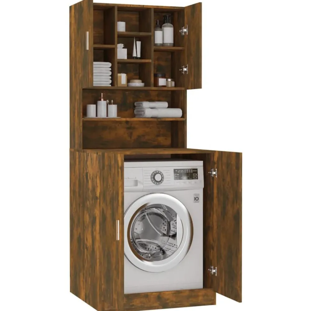 vidaXL Armario de lavadora madera contrachapada color Roble ahumado Online