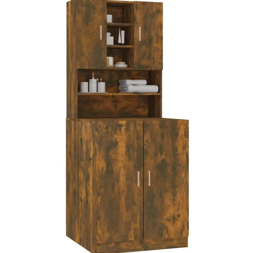 vidaXL Armario de lavadora madera contrachapada color Roble ahumado Online