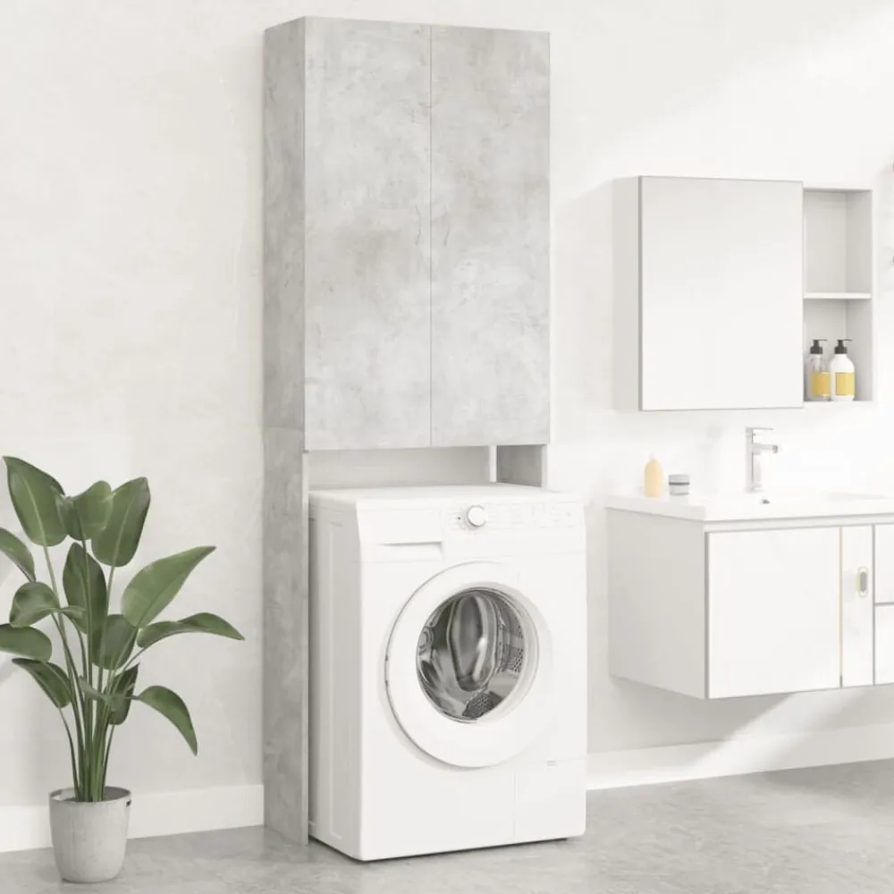 vidaXL Accesorios Para Electrodomésticos-Armario de lavadora gris hormigón 64x25,5x190 cm
