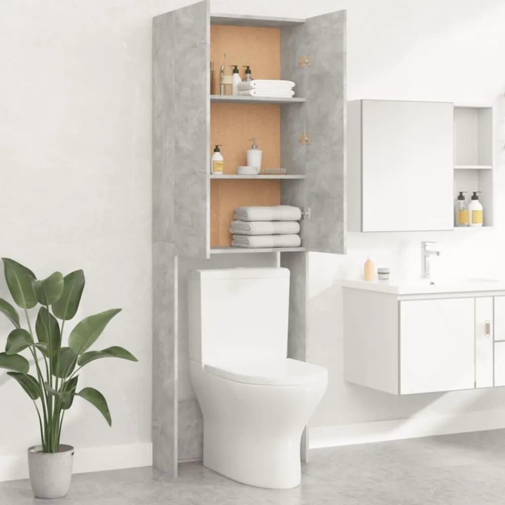 vidaXL Accesorios Para Electrodomésticos-Armario de lavadora gris hormigón 64x25,5x190 cm