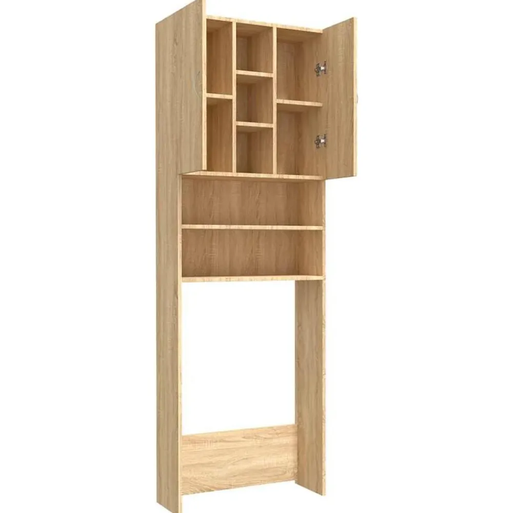 vidaXL Accesorios Para Electrodomésticos-Armario de lavadora color 64x25,5x190 cm
