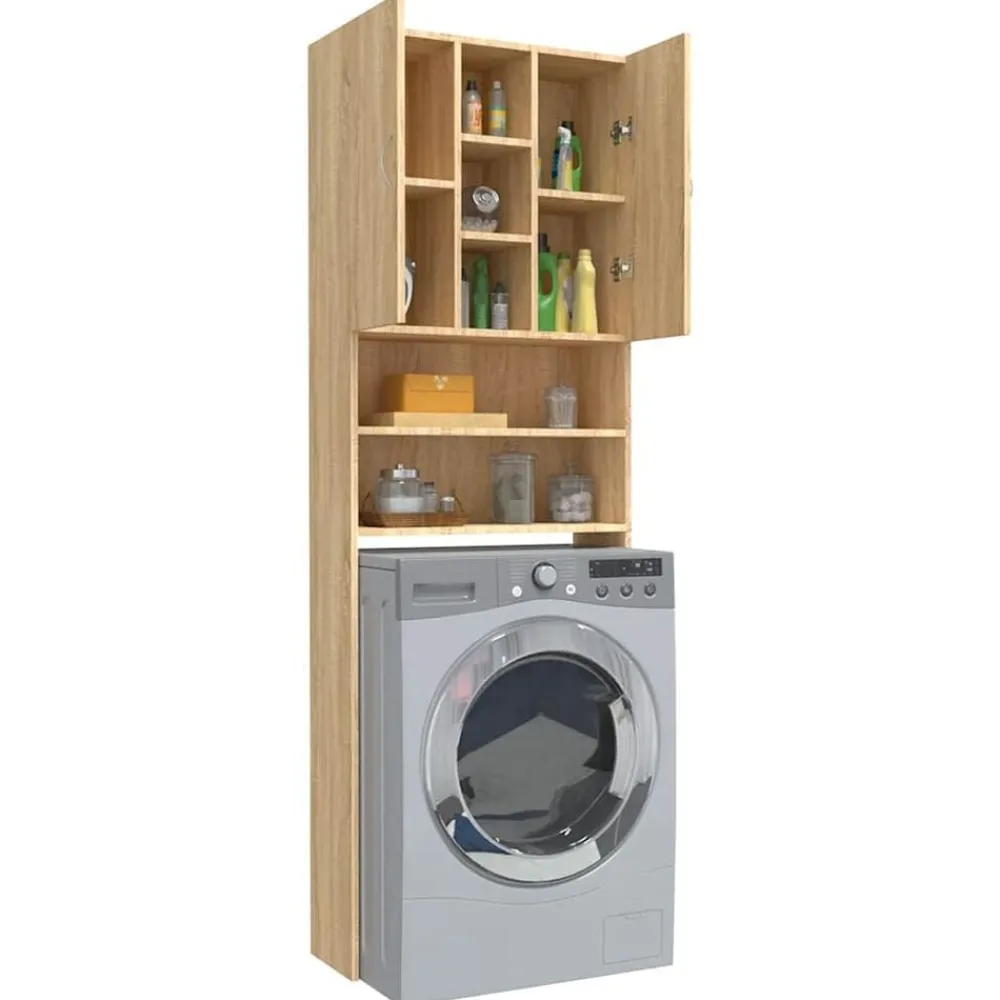 vidaXL Accesorios Para Electrodomésticos-Armario de lavadora color 64x25,5x190 cm