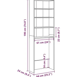 vidaXL Accesorios Para Electrodomésticos-Armario de lavadora 64x24x190 cm