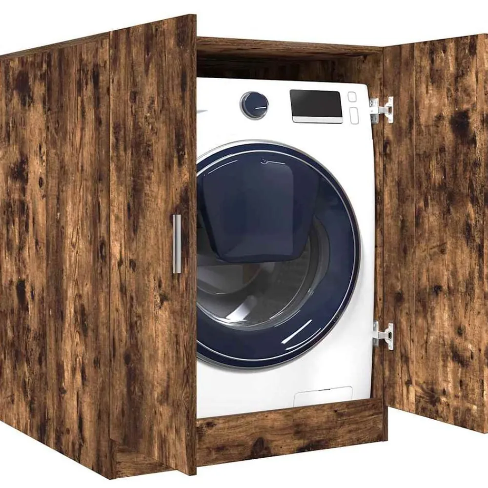vidaXL Accesorios Para Electrodomésticos-Armario de lavadora marrón ahumado 71x71,5x91,5 cm
