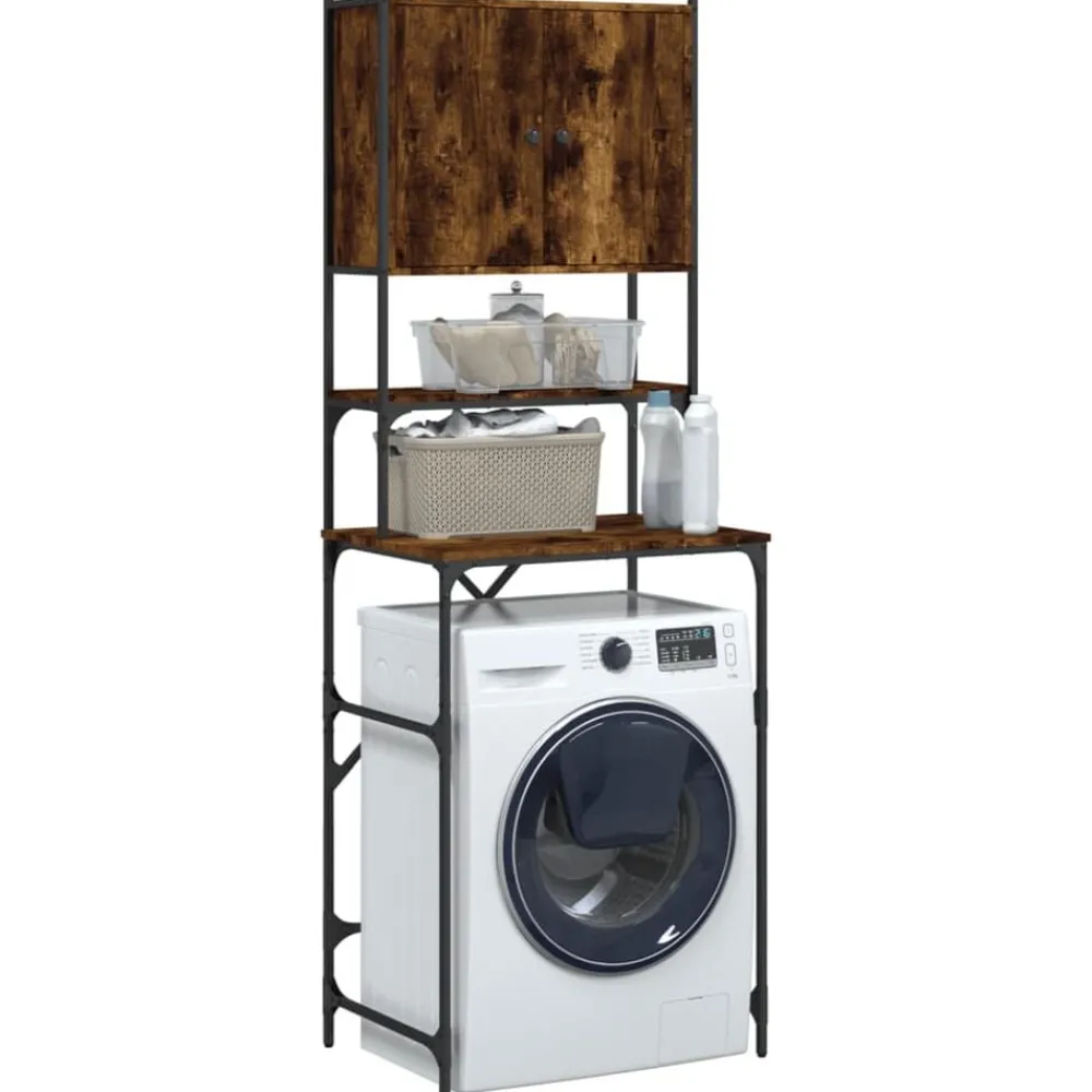 vidaXL Armario de lavadora color 68x48,5x194 cm Roble ahumado Best