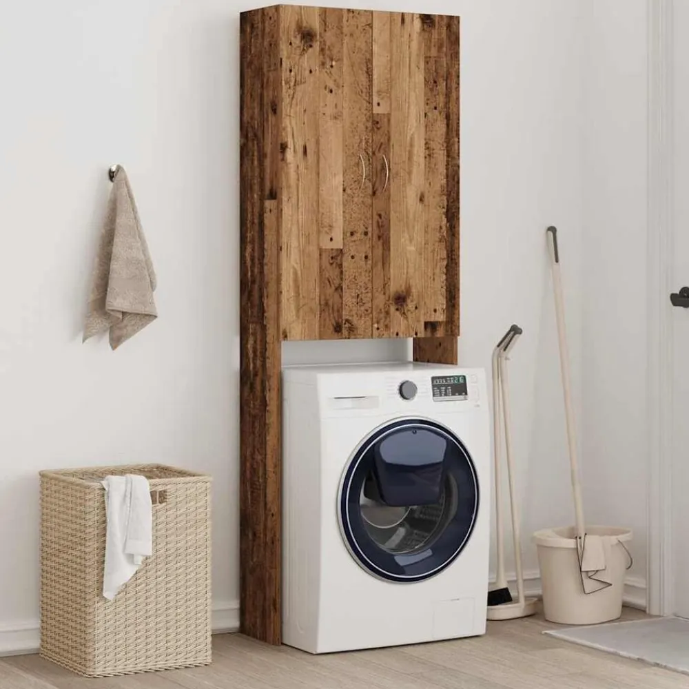 vidaXL Accesorios Para Electrodomésticos-Armario de lavadora madera envejecida 64x25,5x190 cm