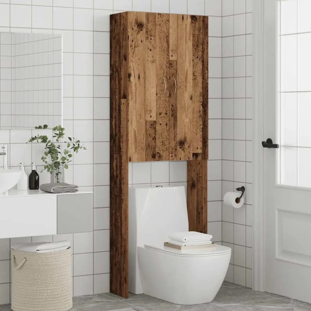 vidaXL Accesorios Para Electrodomésticos-Armario de lavadora madera envejecida 64x25,5x190 cm