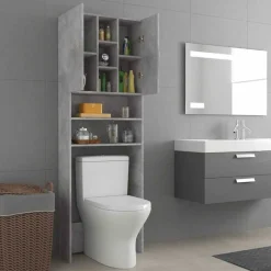 vidaXL Armario de lavadora gris hormigón 64x25,5x190 cm Gris hormigón Sale