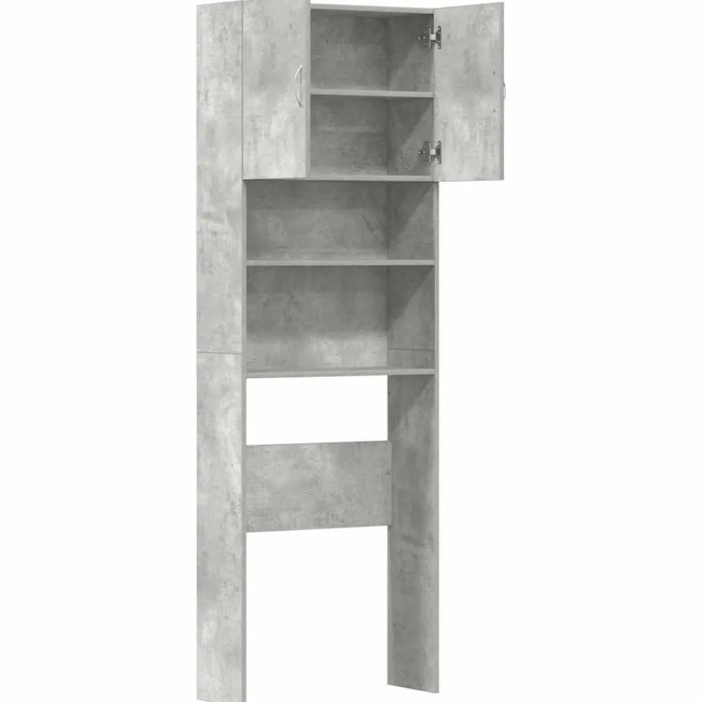 vidaXL Armario de lavadora madera ingeniería gris hormigón 64x24x190cm Gris hormigón Sale
