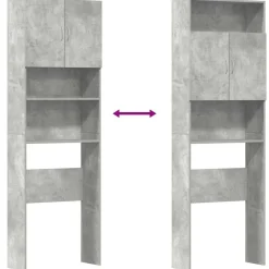 vidaXL Armario de lavadora madera ingeniería gris hormigón 64x24x190cm Gris hormigón Sale
