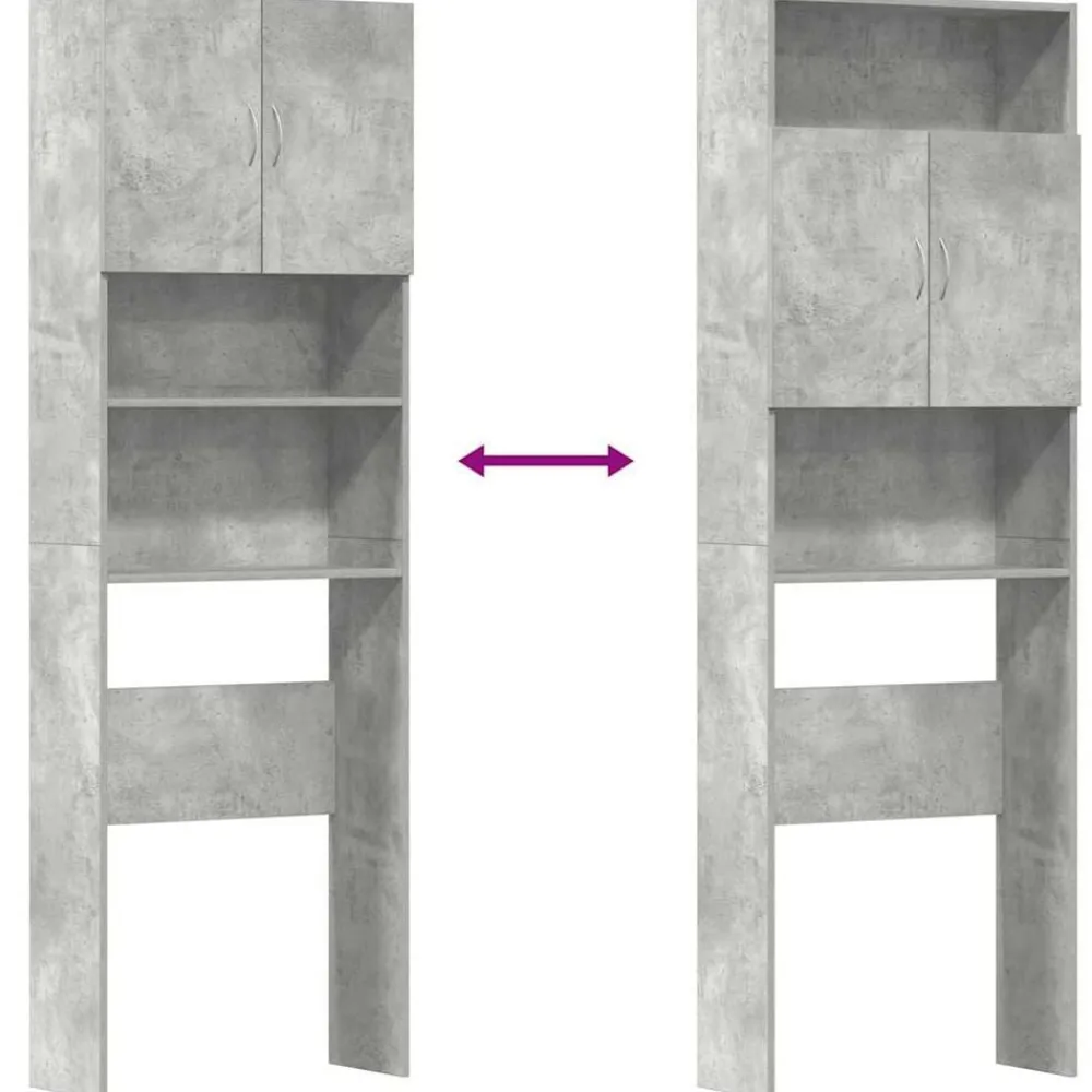 vidaXL Armario de lavadora madera ingeniería gris hormigón 64x24x190cm Gris hormigón Sale