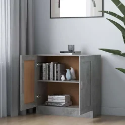 vidaXL Estanterías-Armario de libros contrachapada gris hormigón 82,5x30,5x80 cm