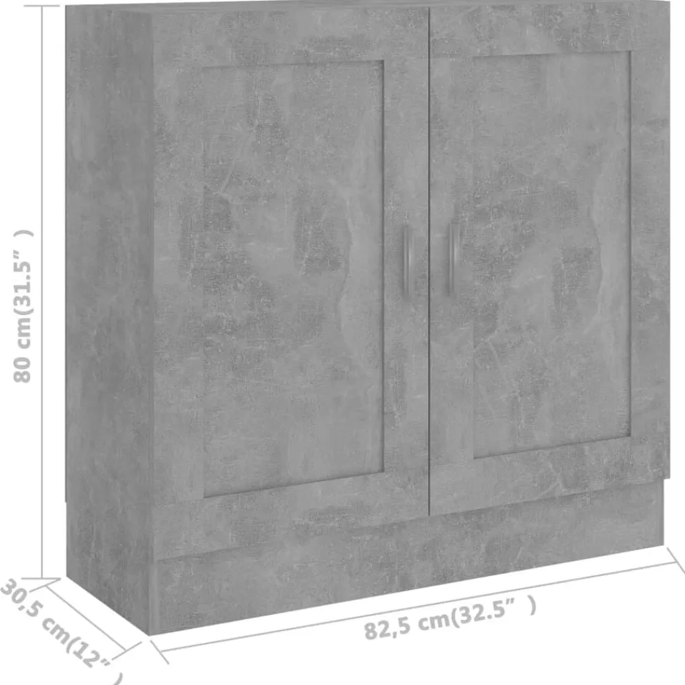 vidaXL Estanterías-Armario de libros contrachapada gris hormigón 82,5x30,5x80 cm