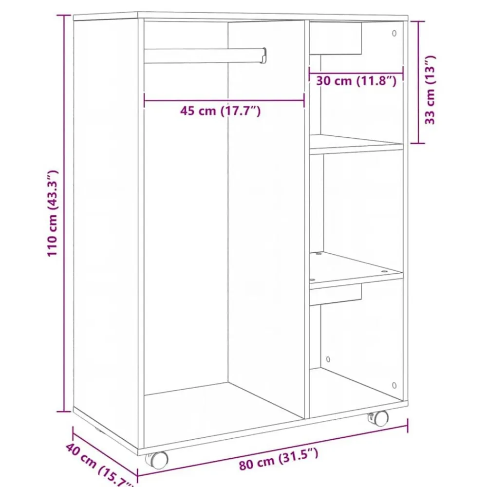 vidaXL Armarios Y Almacenamiento-Armario de madera de ingeniería 80x40x110 cm