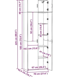 vidaXL Armario de madera de ingeniería 70x42,5x225 cm Blanco Hot