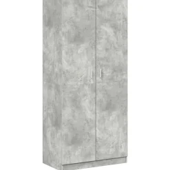 vidaXL Armario de madera contrachapada gris hormigón 90x52x200 cm Gris hormigón