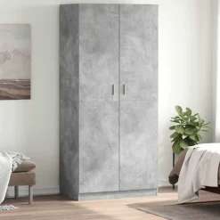 vidaXL Armario de madera contrachapada gris hormigón 90x52x200 cm Gris hormig&oacute;n