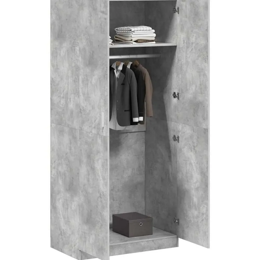 vidaXL Armario de madera contrachapada gris hormigón 90x52x200 cm Gris hormigón