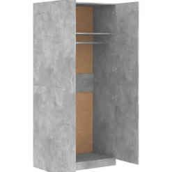 vidaXL Armario de madera contrachapada gris hormigón 90x52x200 cm Gris hormigón