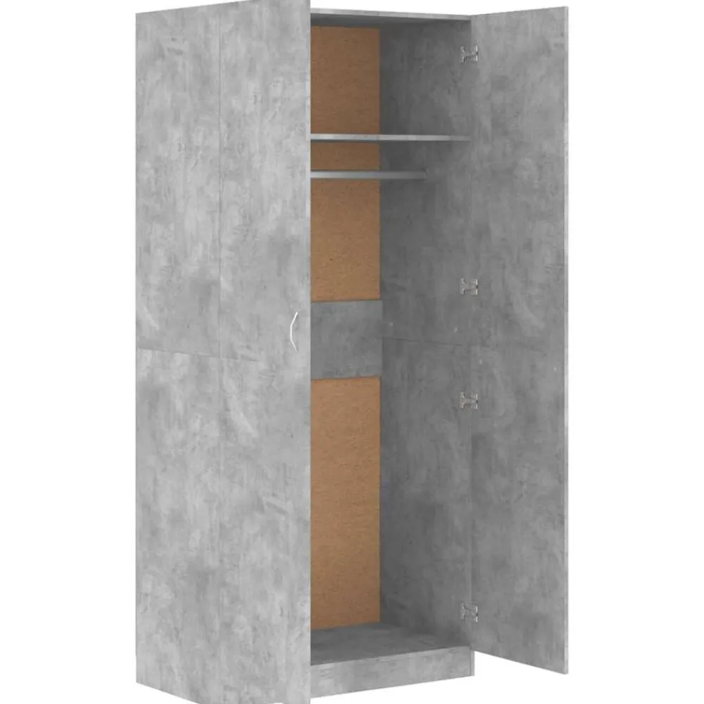vidaXL Armario de madera contrachapada gris hormigón 90x52x200 cm Gris hormigón