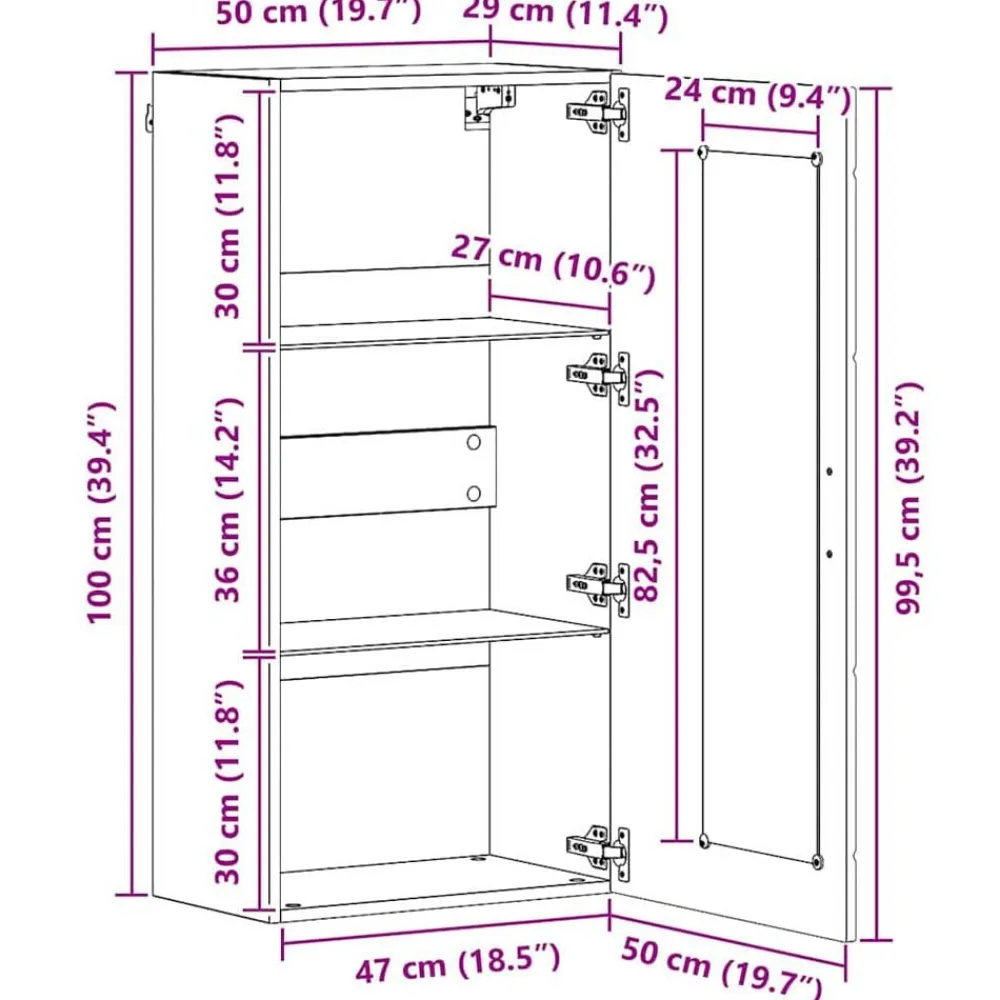 vidaXL Armario de Madera 50 x 29 x 100 cm Roble Sonoma Online
