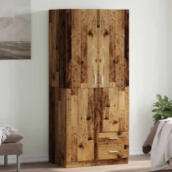 vidaXL Armarios Y Almacenamiento-Armario de madera de ingeniería madera envejecida 80x52x180 cm