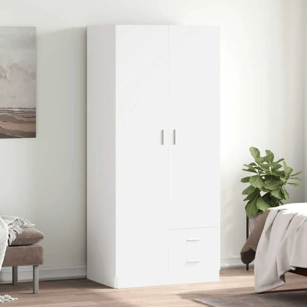 vidaXL Armario de madera de ingeniería 80x52x180 cm Blanco Clearance