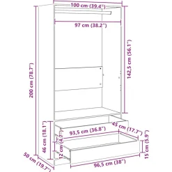 vidaXL Armarios Y Almacenamiento-Armario de madera contrachapada 100x50x200 cm