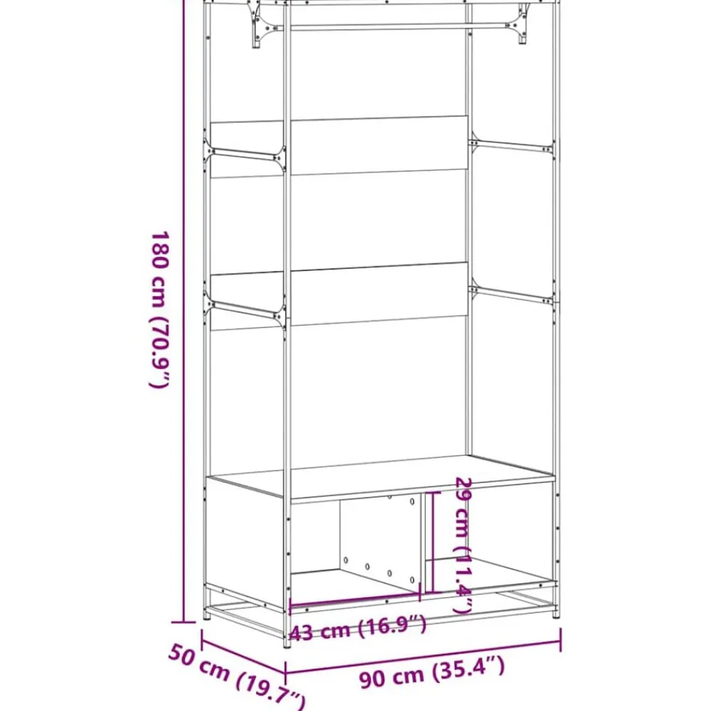 vidaXL Armario de madera de ingeniería 90x50x180 cm Roble Sonoma Best
