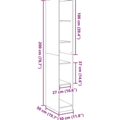 vidaXL Armarios Y Almacenamiento-Armario de madera de ingeniería gris hormigón 30x50x200 cm