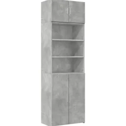 vidaXL Armarios Y Almacenamiento-Armario de madera de ingeniería gris hormigón 70x42,5x225 cm