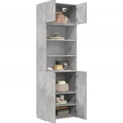 vidaXL Armarios Y Almacenamiento-Armario de madera de ingeniería gris hormigón 70x42,5x225 cm