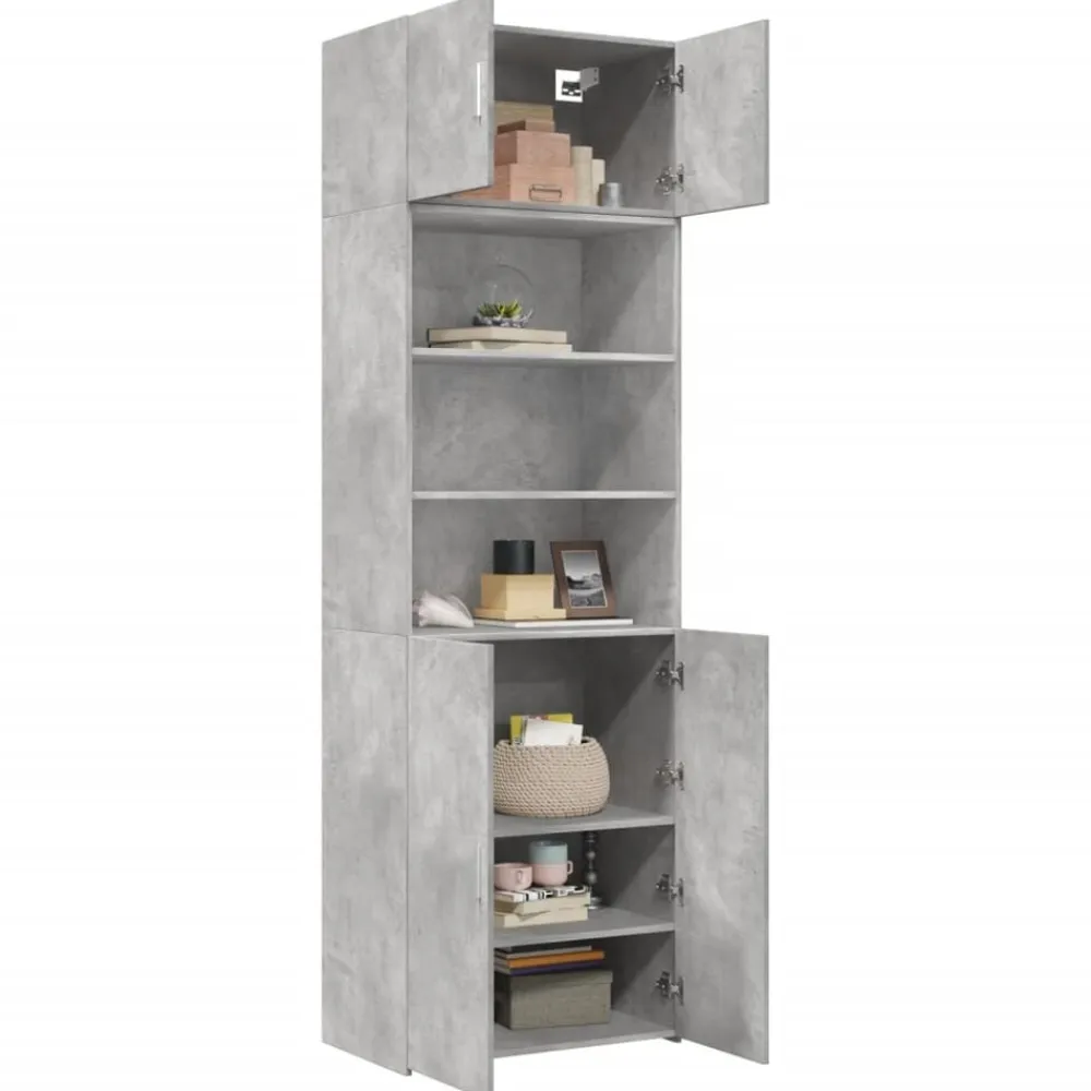 vidaXL Armarios Y Almacenamiento-Armario de madera de ingeniería gris hormigón 70x42,5x225 cm