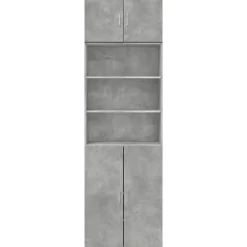 vidaXL Armarios Y Almacenamiento-Armario de madera de ingeniería gris hormigón 70x42,5x225 cm